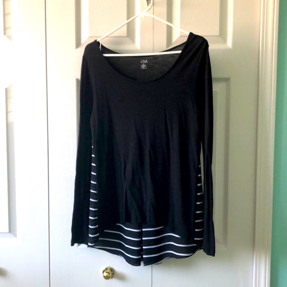 A.N.A black long sleeve with striped back